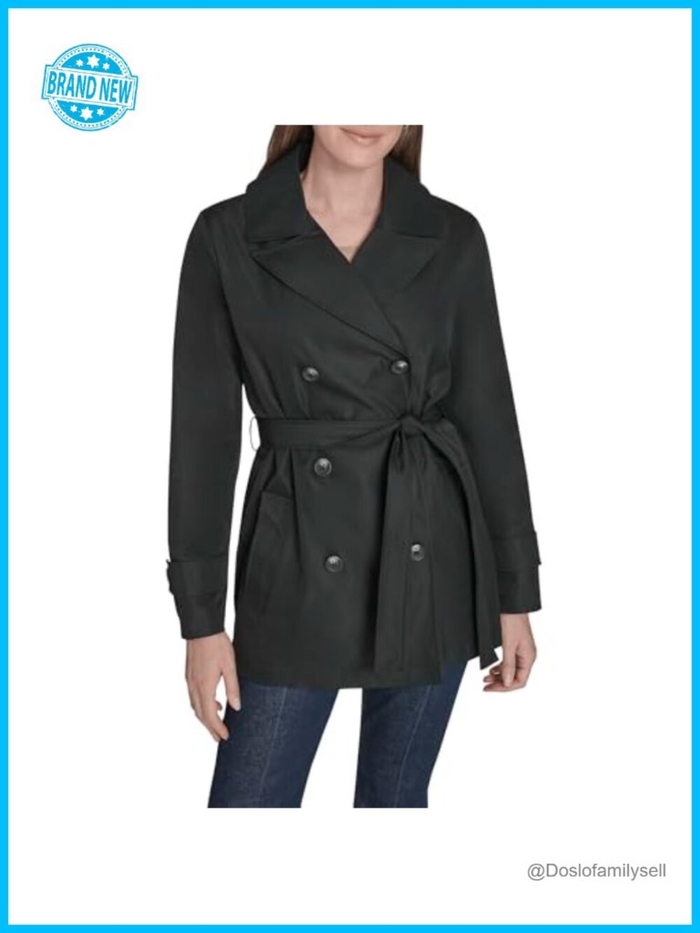 Belted Double Breasted Long Sleeve Trench Coat Classic Fall